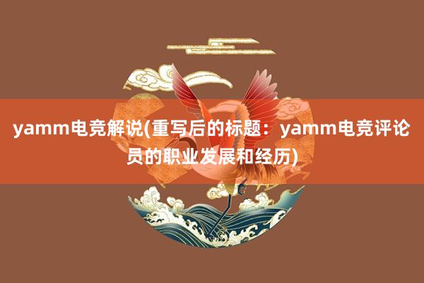 yamm电竞解说(重写后的标题：yamm电竞评论员的职业发展和经历)