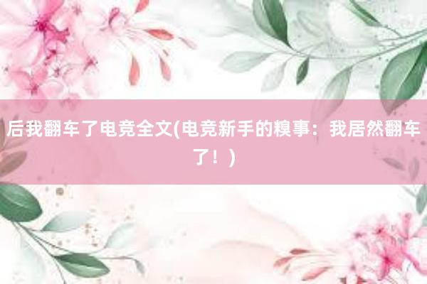 后我翻车了电竞全文(电竞新手的糗事：我居然翻车了！)