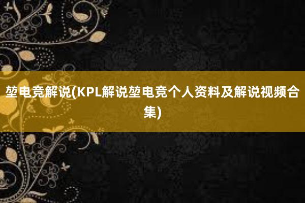 堃电竞解说(KPL解说堃电竞个人资料及解说视频合集)