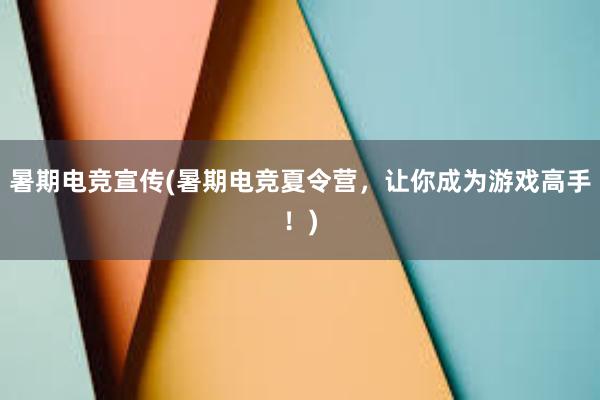 暑期电竞宣传(暑期电竞夏令营，让你成为游戏高手！)