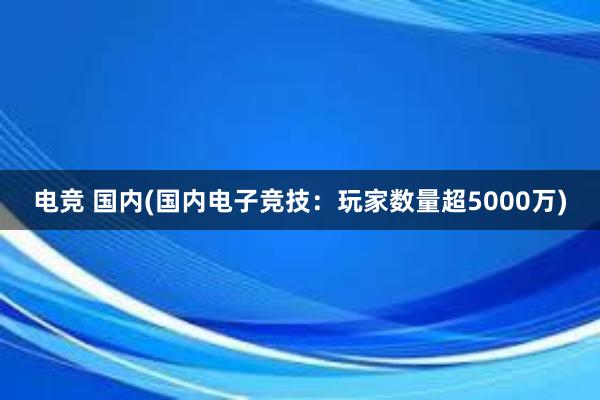 电竞 国内(国内电子竞技：玩家数量超5000万)