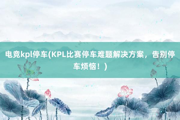 电竞kpl停车(KPL比赛停车难题解决方案，告别停车烦恼！)