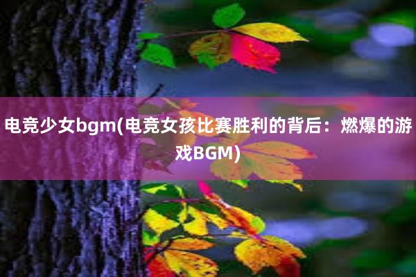 电竞少女bgm(电竞女孩比赛胜利的背后：燃爆的游戏BGM)