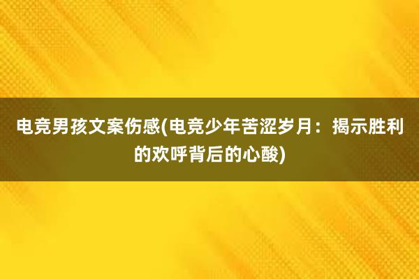 电竞男孩文案伤感(电竞少年苦涩岁月：揭示胜利的欢呼背后的心酸)