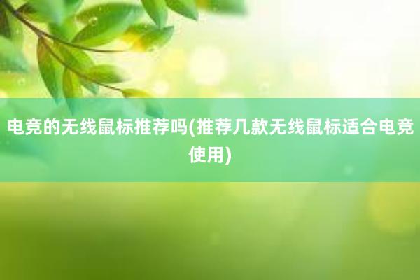 电竞的无线鼠标推荐吗(推荐几款无线鼠标适合电竞使用)