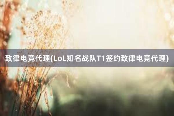 致律电竞代理(LoL知名战队T1签约致律电竞代理)