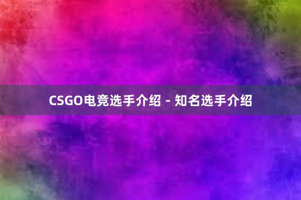 CSGO电竞选手介绍 - 知名选手介绍