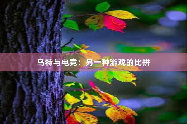 乌特与电竞：另一种游戏的比拼