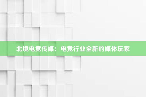 北境电竞传媒：电竞行业全新的媒体玩家