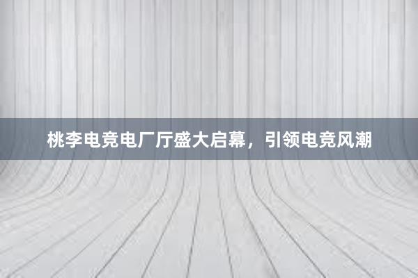 桃李电竞电厂厅盛大启幕，引领电竞风潮