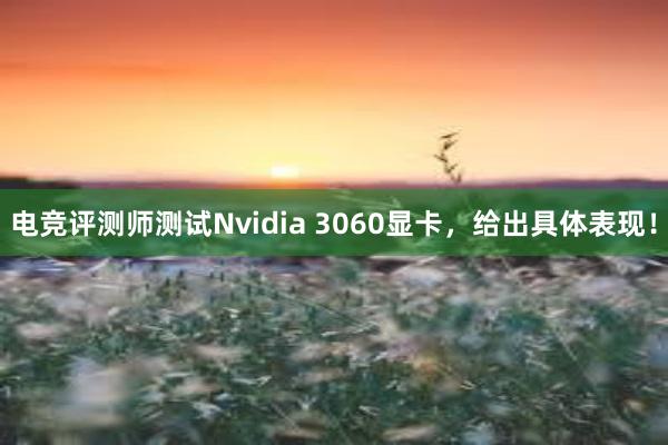 电竞评测师测试Nvidia 3060显卡，给出具体表现！