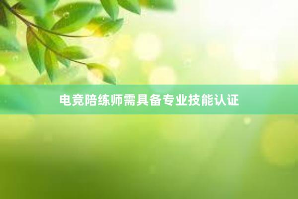 电竞陪练师需具备专业技能认证